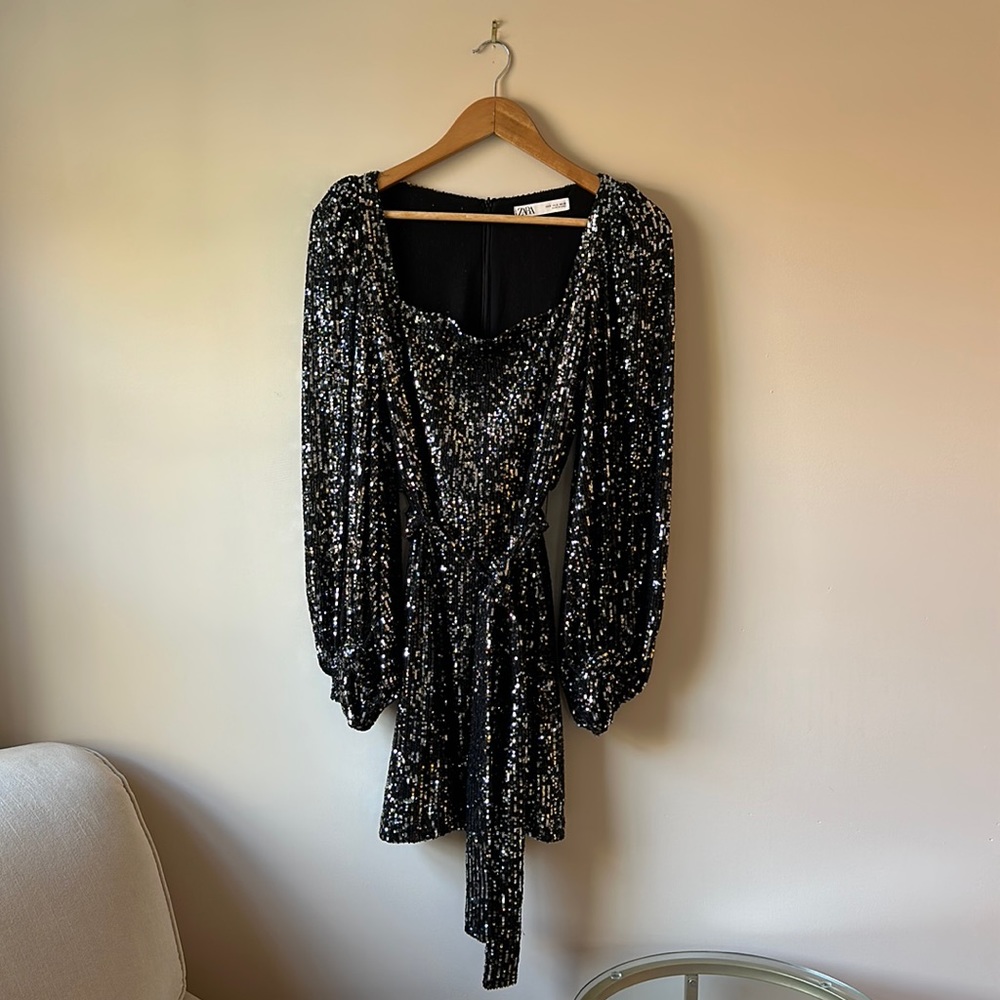 Black Sequined Zara Dress, US Small